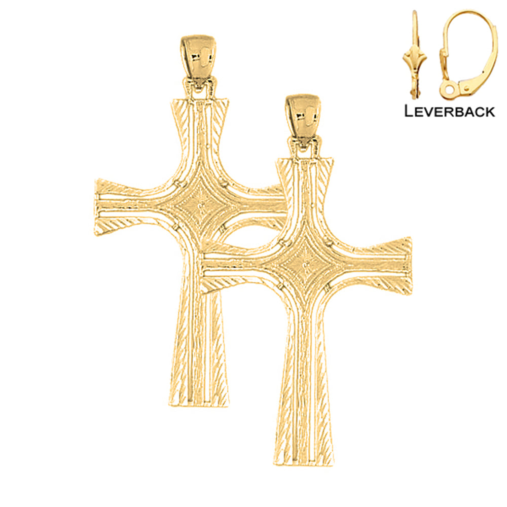 14K or 18K Gold Cross Earrings