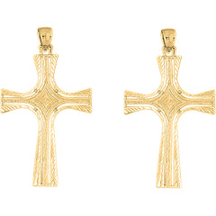 14K or 18K Gold 59mm Cross Earrings