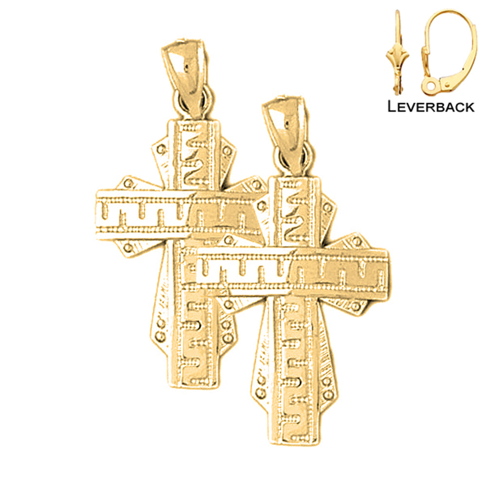 14K or 18K Gold Greek Cross Earrings