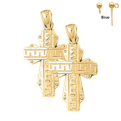 14K or 18K Gold Greek Cross Earrings