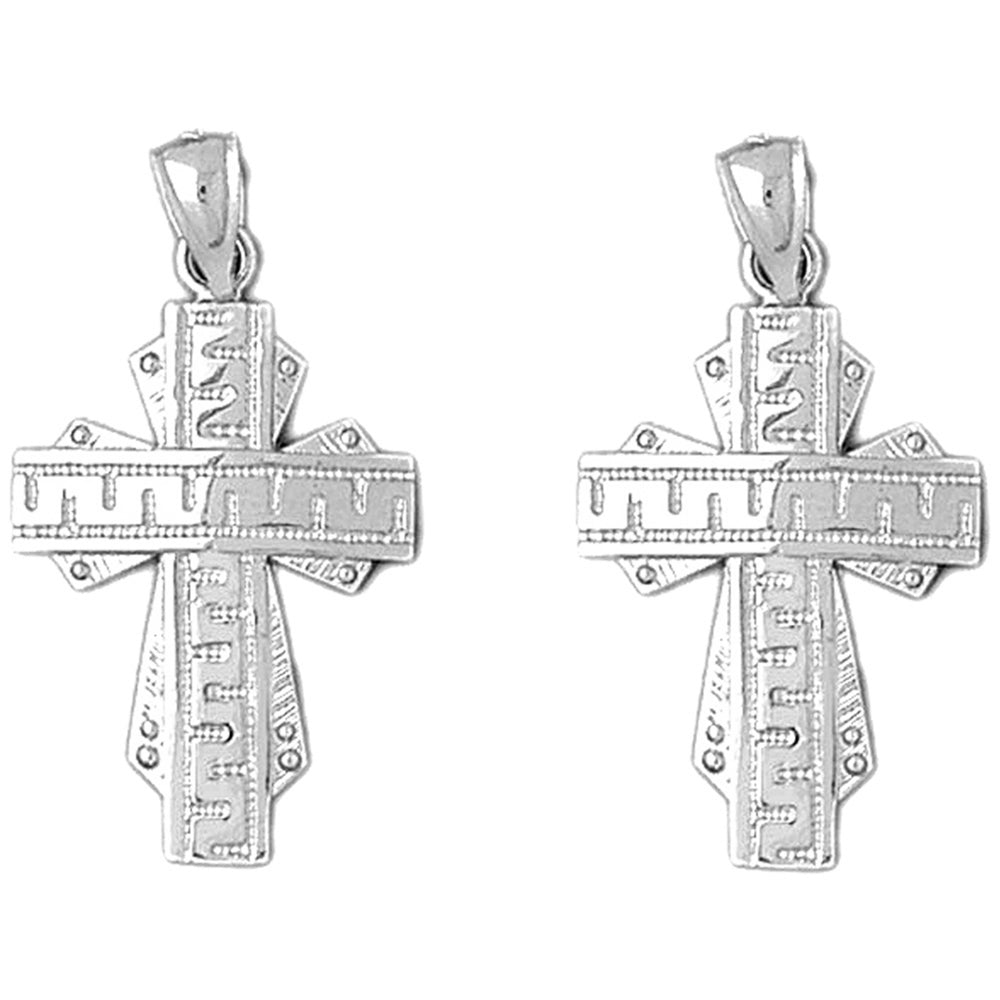 14K or 18K Gold 35mm Greek Cross Earrings