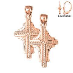 14K or 18K Gold Latin Cross Earrings