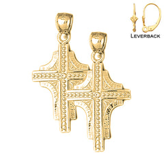 14K or 18K Gold Latin Cross Earrings