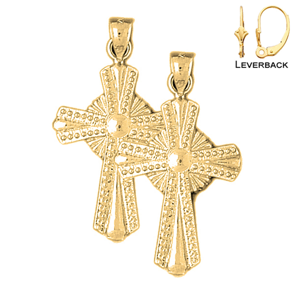 14K or 18K Gold Glory Cross Earrings