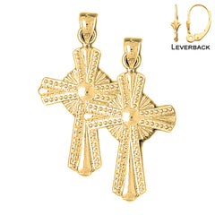 Sterling Silver 35mm Glory Cross Earrings (White or Yellow Gold Plated)