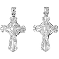 Sterling Silver 35mm Glory Cross Earrings