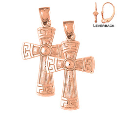 14K or 18K Gold Greek Cross Earrings