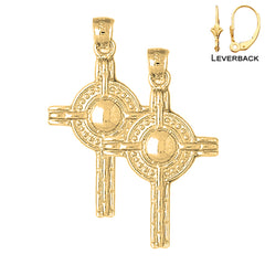 Pendientes de cruz celta de plata de ley de 36 mm (chapados en oro blanco o amarillo)