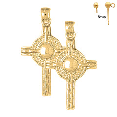 Pendientes de cruz celta de plata de ley de 36 mm (chapados en oro blanco o amarillo)