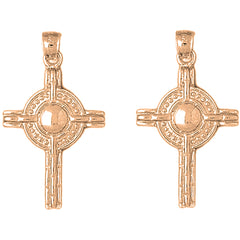 14K or 18K Gold 36mm Celtic Cross Earrings