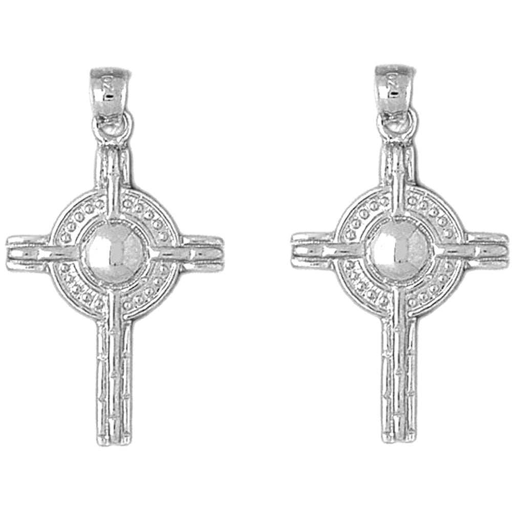 14K or 18K Gold 36mm Celtic Cross Earrings