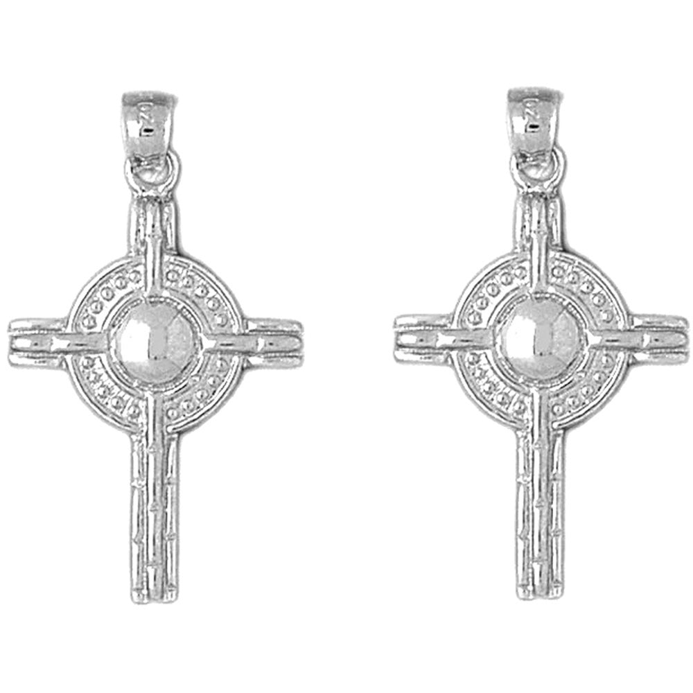 Sterling Silver 36mm Celtic Cross Earrings