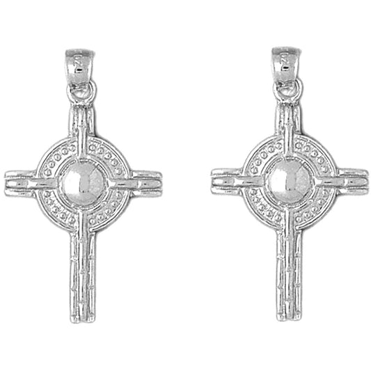 Sterling Silver 36mm Celtic Cross Earrings