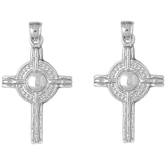 Sterling Silver 36mm Celtic Cross Earrings