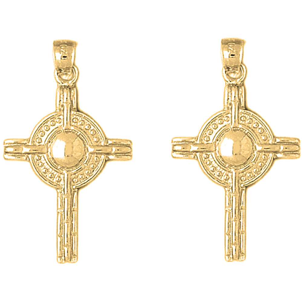 14K or 18K Gold 36mm Celtic Cross Earrings