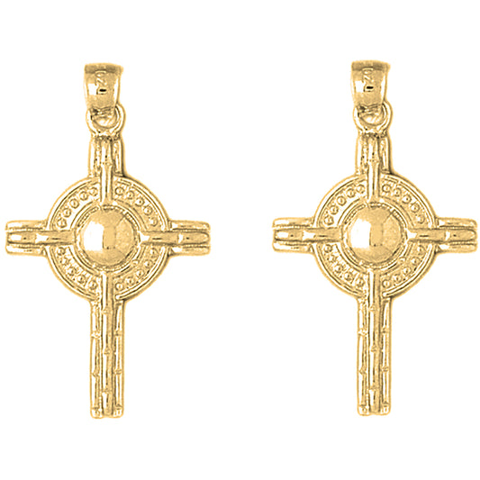 14K or 18K Gold 36mm Celtic Cross Earrings