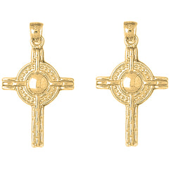 Yellow Gold-plated Silver 36mm Celtic Cross Earrings
