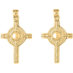 14K or 18K Gold 36mm Celtic Cross Earrings