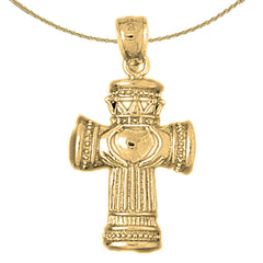 Claddagh-Kreuzanhänger aus 10 Karat, 14 Karat oder 18 Karat Gold