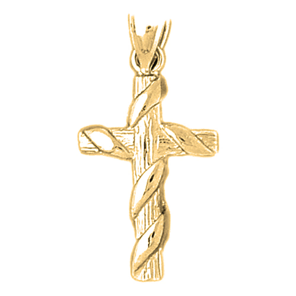 10K, 14K or 18K Gold Roped Cross Pendant