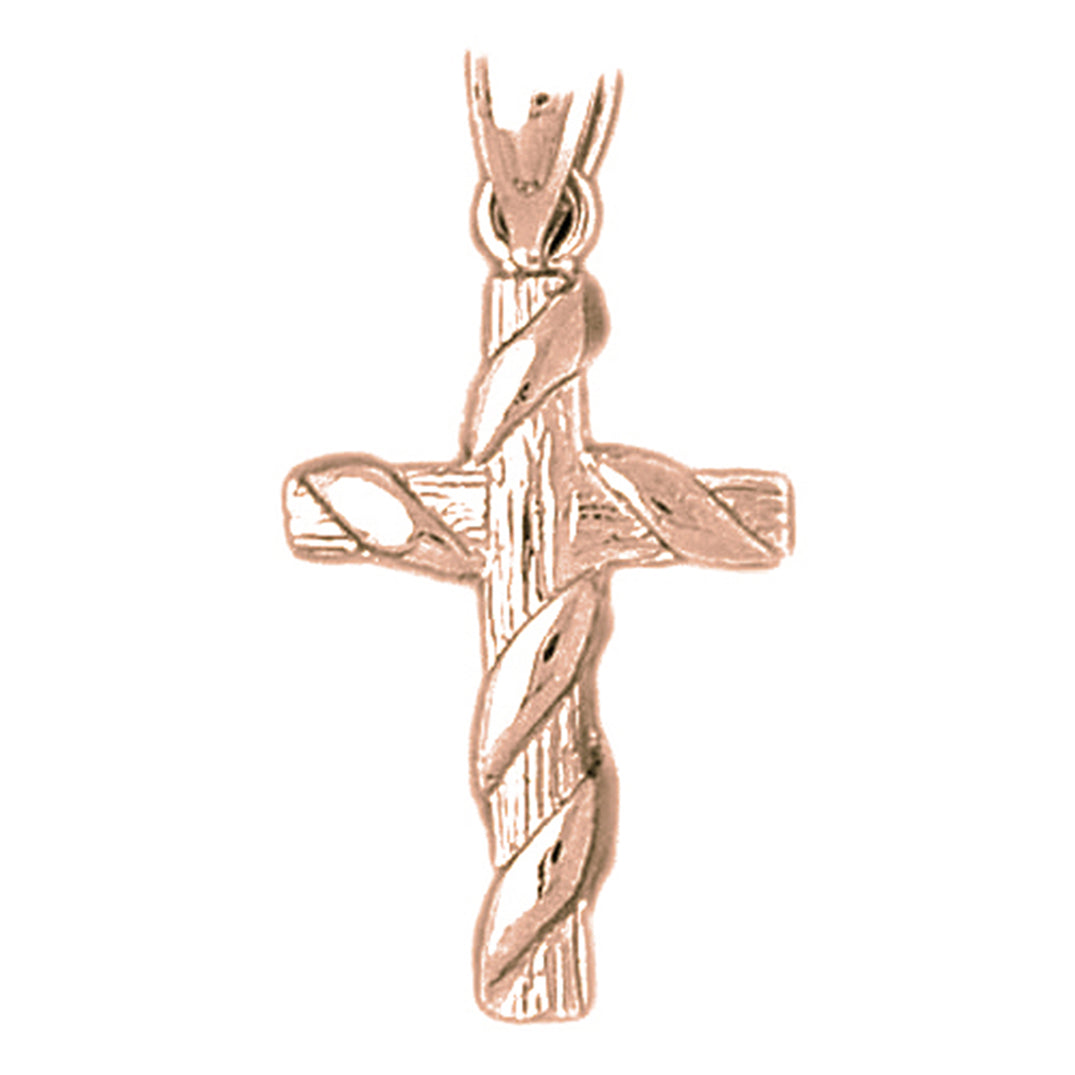 10K, 14K or 18K Gold Roped Cross Pendant