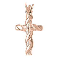 10K, 14K or 18K Gold Roped Cross Pendant