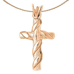 10K, 14K or 18K Gold Roped Cross Pendant