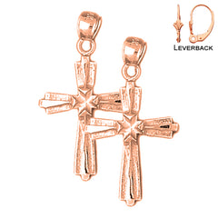 14K or 18K Gold Latin Cross Earrings