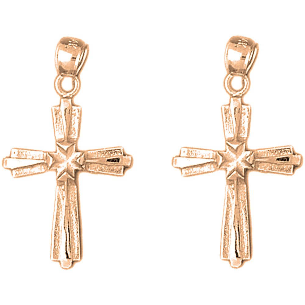 14K or 18K Gold 31mm Latin Cross Earrings