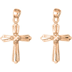 14K or 18K Gold 31mm Latin Cross Earrings