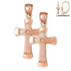 14K or 18K Gold Latin Cross Earrings