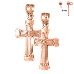 14K or 18K Gold Latin Cross Earrings