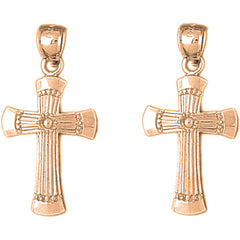 14K or 18K Gold 33mm Latin Cross Earrings