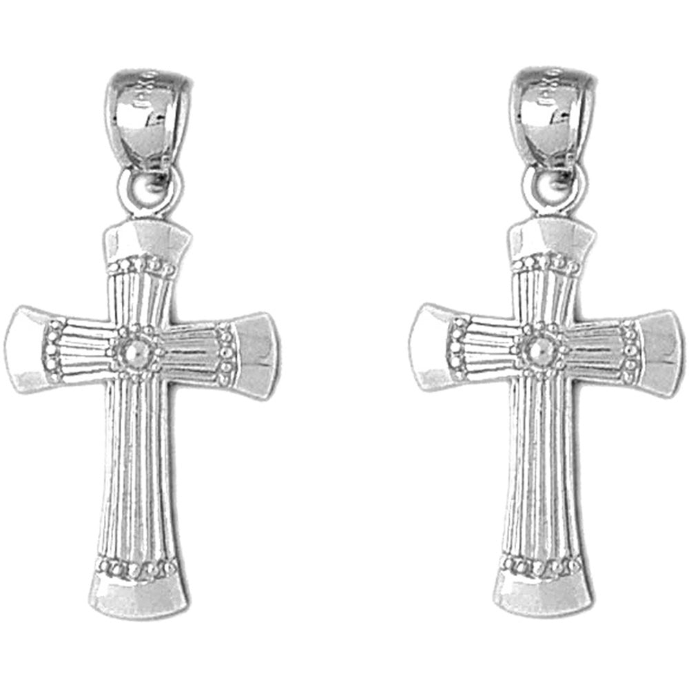 14K or 18K Gold 33mm Latin Cross Earrings