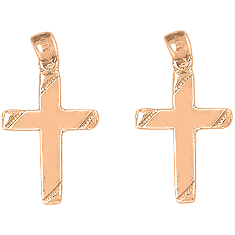 14K or 18K Gold 29mm Latin Cross Earrings