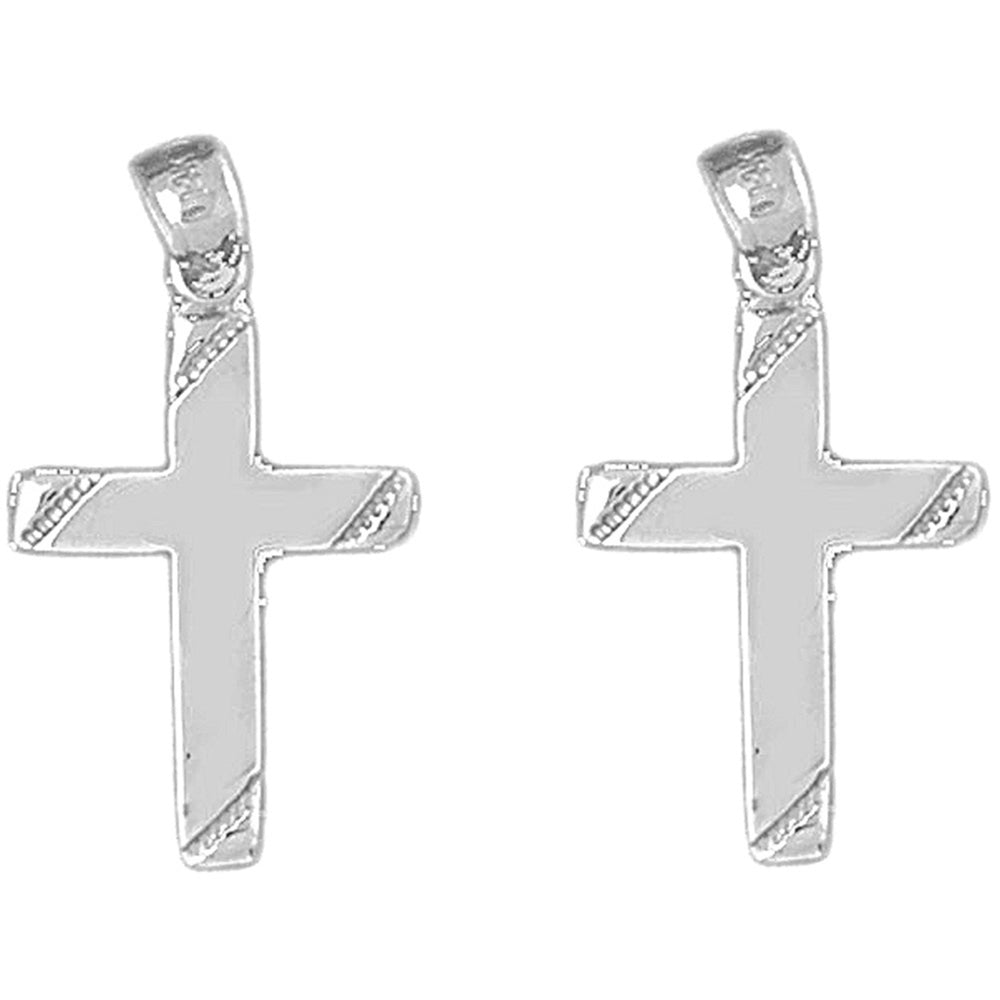 Sterling Silver 29mm Latin Cross Earrings