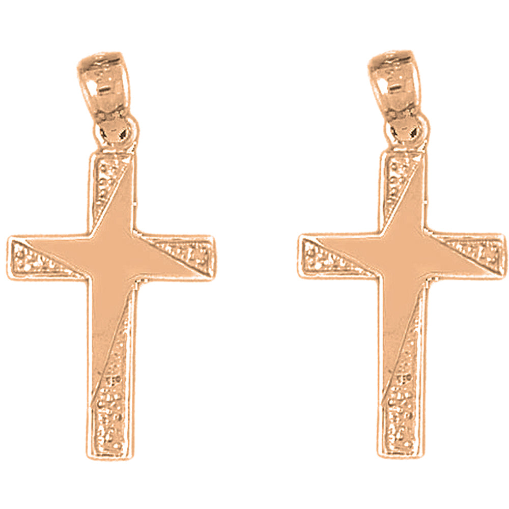 14K or 18K Gold 31mm Latin Cross Earrings