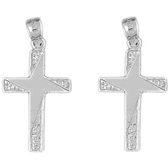 Sterling Silver 31mm Latin Cross Earrings