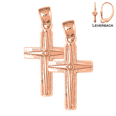 14K or 18K Gold Latin Cross Earrings