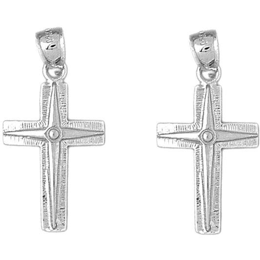 14K or 18K Gold 32mm Latin Cross Earrings