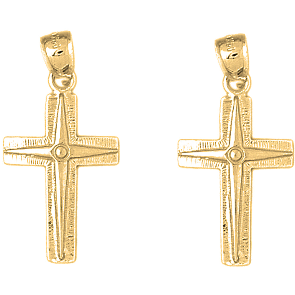 14K or 18K Gold 32mm Latin Cross Earrings