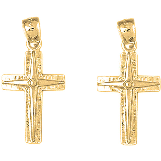 14K or 18K Gold 32mm Latin Cross Earrings