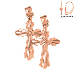 14K or 18K Gold Latin Cross Earrings