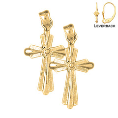 Sterling Silver 30mm Latin Cross Earrings (White or Yellow Gold Plated)