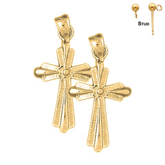 Pendientes de cruz latina de plata de ley de 30 mm (chapados en oro blanco o amarillo)