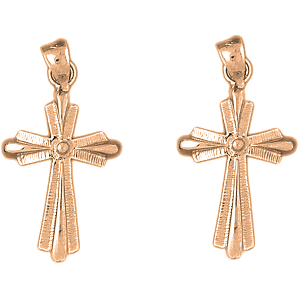 14K or 18K Gold 30mm Latin Cross Earrings