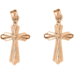 14K or 18K Gold 30mm Latin Cross Earrings