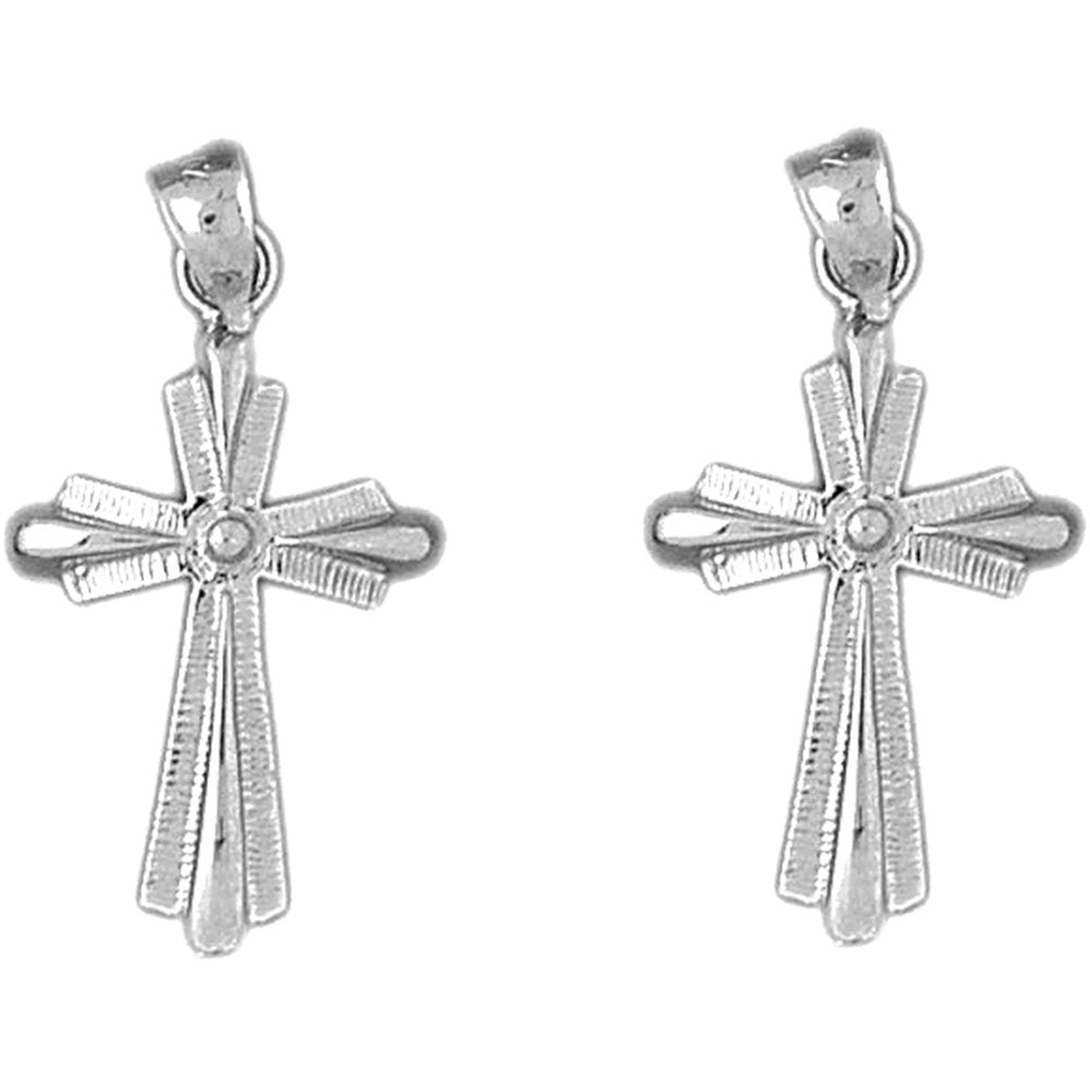 14K or 18K Gold 30mm Latin Cross Earrings