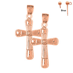 14K or 18K Gold Latin Cross Earrings