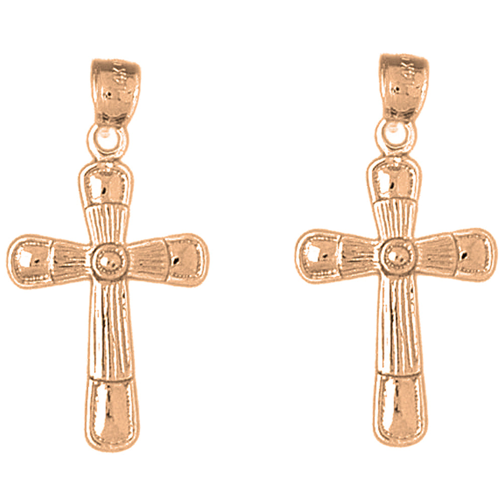 14K or 18K Gold 31mm Latin Cross Earrings